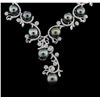 Image 1 : Tahitian Pearl and Diamond  Necklace - 14KT White Gold