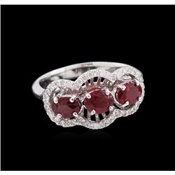 1.67 ctw Ruby and Diamond Ring - 14KT White Gold