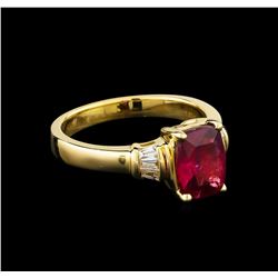 1.90 ctw Rubellite and Diamond Ring - 14KT Yellow Gold