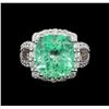 Image 2 : GIA Cert 8.37 ctw Emerald and Diamond Ring - 14KT White Gold