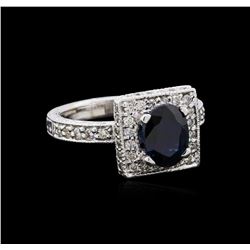 1.68 ctw Sapphire and Diamond Ring - 14KT White Gold