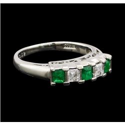 0.35 ctw Emerald and Diamond Ring - Platinum