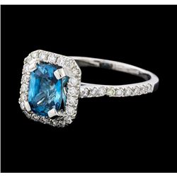 1.96 ctw Blue Zircon and Diamond Ring -  Platinum