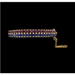 14.00 ctw Sapphire and Ruby Bracelet - 10KT Rose Gold