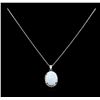 Image 2 : 11.23 ctw Opal and Diamond Pendant - 14KT White Gold
