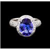 Image 2 : 4.80 ctw Tanzanite and Diamond Ring - 14KT White Gold