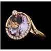 Image 1 : 5.70 ctw Lavender Quartz and Diamond Ring - 18KT Rose Gold