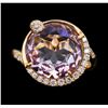 Image 2 : 5.70 ctw Lavender Quartz and Diamond Ring - 18KT Rose Gold