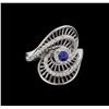Image 1 : 0.27 ctw Sapphire and Diamond Ring - 14KT White Gold