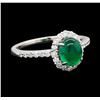 Image 1 : 1.99 ctw Emerald and Diamond Ring - Platinum