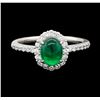 Image 2 : 1.99 ctw Emerald and Diamond Ring - Platinum