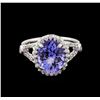 Image 2 : 3.96 ctw Tanzanite and Diamond Ring - 14KT White Gold