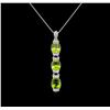 Image 1 : Crayola 7.80 ctw Peridot and White Sapphire Pendant With Chain - .925 Silver