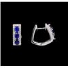 Image 2 : 1.47 ctw Sapphire Curve Earrings - 18KT White Gold