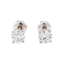 1.04 ctw Diamond Stud Earrings - 14KT White Gold