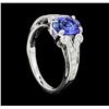 Image 4 : 1.32 ctw Sapphire and Diamond Ring - 18KT White Gold