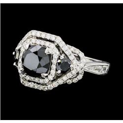 2.71 ctw Black and White Diamond Ring - 18KT White Gold