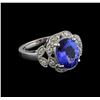 3.46 ctw Tanzanite and Diamond Ring - 14KT White Gold