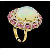 Image 4 : 13.98 ctw Opal, Pink Sapphire and Diamond Ring - 14KT Yellow Gold