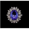 Image 2 : 5.50 ctw Tanzanite and Diamond Ring - 14KT White Gold