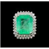Image 2 : GIA Cert 13.45 ctw Emerald and Diamond Ring - 14KT White Gold