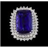 Image 2 : GIA Cert 24.59 ctw Tanzanite and Diamond Ring - 14KT White Gold