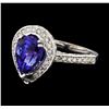 Image 1 : 3.17 ctw Tanzanite and Diamond Ring - 14KT White Gold