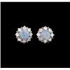Image 1 : 2.00 ctw Opal And Diamond Earrings - 14KT White Gold