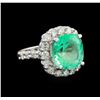 Image 1 : GIA Cert 7.46 ctw Emerald and Diamond Ring - 14KT White Gold