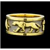 Image 2 : Panther Motif Band - 14KT Yellow Gold with White Rhodium