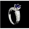 Image 4 : 0.90 ctw Sapphire and Diamond Ring - 18KT White Gold