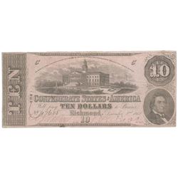 1862 $10 The Confederate States of America Note T-52 CC