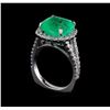Image 4 : 6.60 ctw Emerald and Diamond Ring - 14KT White Gold