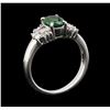 Image 4 : 1.14 ctw Green Garnet and Diamond Ring - 18KT White Gold