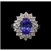 Image 2 : 3.56 ctw Tanzanite and Diamond Ring - 14KT White Gold