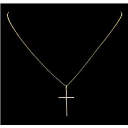 0.11 ctw Diamond Cross Pendant with Chain - 14KT Yellow Gold