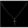 Image 1 : 0.11 ctw Diamond Cross Pendant with Chain - 14KT Yellow Gold