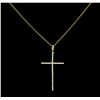 Image 2 : 0.11 ctw Diamond Cross Pendant with Chain - 14KT Yellow Gold