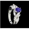 Image 4 : 1.31 ctw Blue Sapphire And Diamond Ring - 14KT White Gold