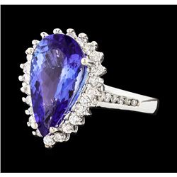 3.65 ctw Tanzanite and Diamond Ring - 14KT White Gold