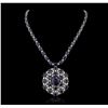 Image 2 : 14KT White Gold 196.43 ctw Sapphire Necklace