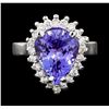 Image 2 : 3.96 ctw Tanzanite and Diamond Ring - 14KT White Gold