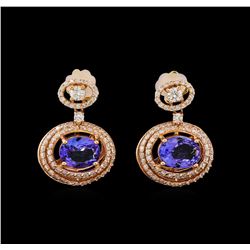 14KT Rose Gold 4.26 ctw Tanzanite and Diamond Earrings