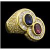 Image 1 : 1 ctw Sapphire, Ruby and Diamond Ring - 18KT Yellow Gold