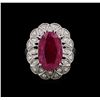 Image 2 : GIA Cert 5.81 ctw Ruby and Diamond Ring - 14KT White Gold