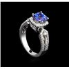 Image 4 : 18KT White Gold 1.62 ctw Tanzanite and Diamond Ring