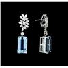 Image 2 : 28.27 ctw Aquamarine And Diamond Earrings - 18KT White Gold