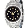Image 1 : Rolex Mens Stainless Steel Black Diamond Sapphire Quickset 16234 Datejust Wristw