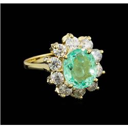 3.03 ctw Emerald and Diamond Ring - 14KT Yellow Gold