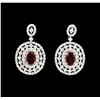 Image 1 : 1.59 ctw Ruby and Diamond Earrings - 18KT White Gold